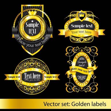 premium labels templates luxury elegant black golden decor