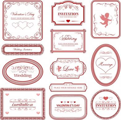 wedding card label templates classical flat shapes decor