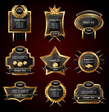 european label templates elegant luxury golden black shapes