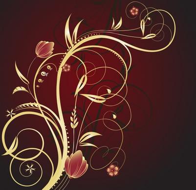 flower background classical dark colored curves decor
