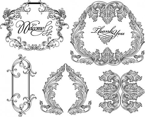 wedding decorative templates elegant retro symmetric calligraphic sketch