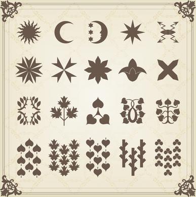 document decorative elements flat classical retro symbols shapes