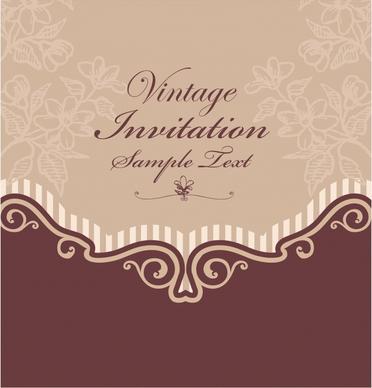 invitation card template elegant dark flat retro decor
