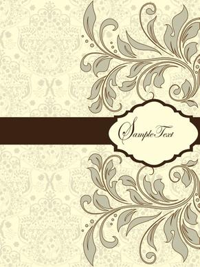 card cover template elegant classical handdrawn flowers symmetry