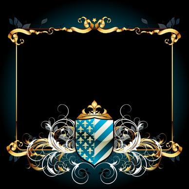 heraldic frame template elegant curved symmetric decor