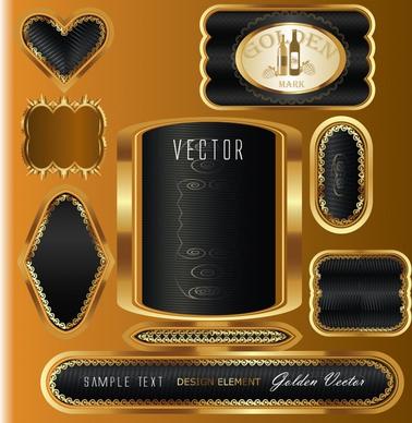 luxury labels templates elegant golden black decor