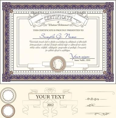 diploma certificate template elegant classical decor