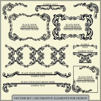 decorative elements templates vintage elegant european symmetric shapes