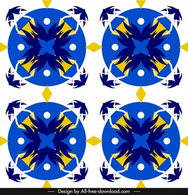 european pattern template colorful retro symmetric flat decor