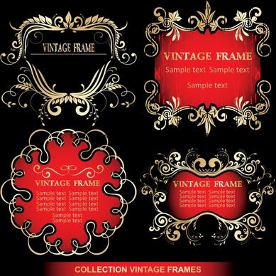 frames templates golden vintage symmetrical curves decor