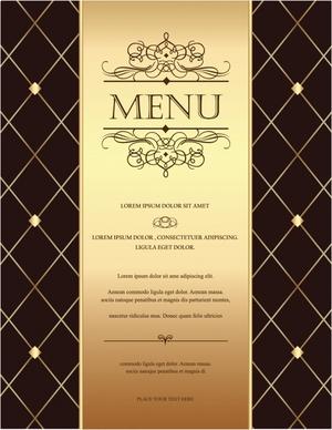 menu cover template elegant dark brown geometric decor