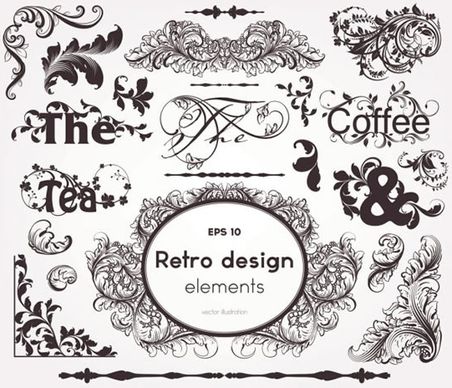 card decorative elements elegant vintage european curves shapes