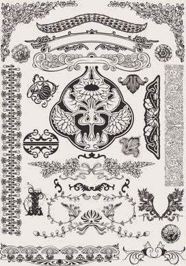 document decorative elements retro european symmetric shapes