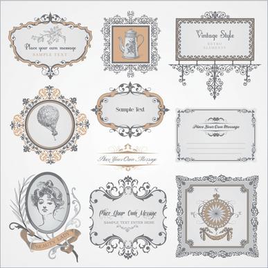 decorative label frame templates elegant retro shapes