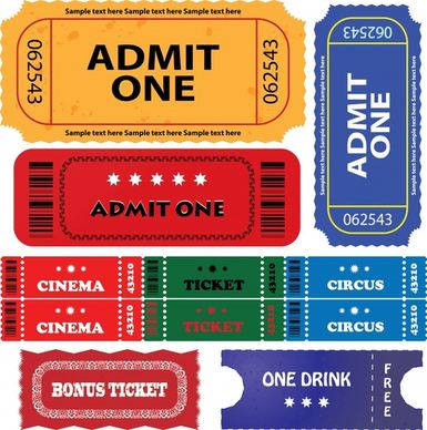 ticket templates collection modern colored flat shapes