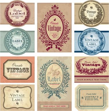 labels templates collection colored vintage design