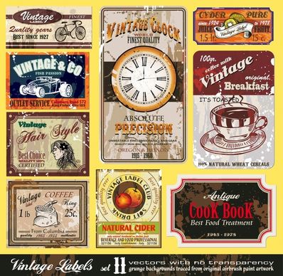 label templates collection colored vintage themes