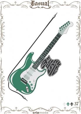 music poster guitar instrument icon retro design