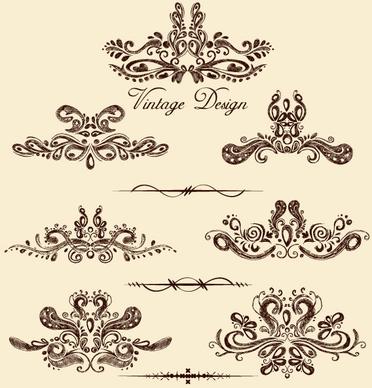 european style decorative pattern lacy vector