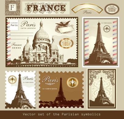 europeanstyle buildings stamps 01 vector
