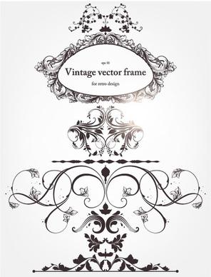 europeanstyle floral border and decorations 04 vector