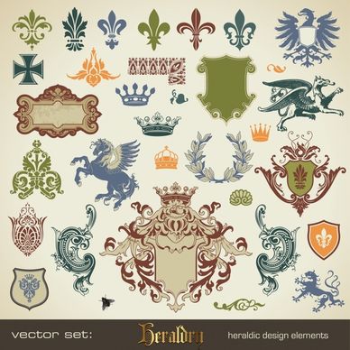 heraldic design elements retro icons