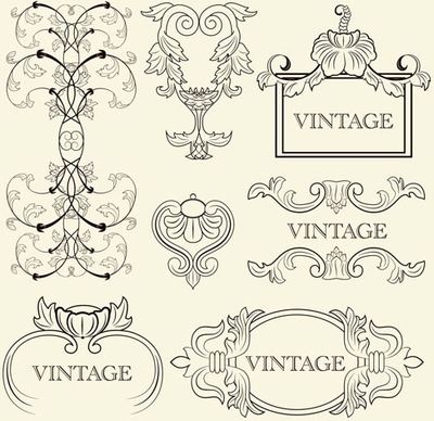 card decorative elements elegant vintage symmetric shapes