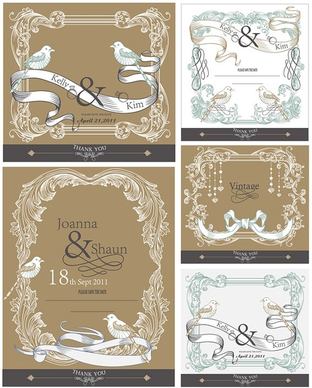 europeanstyle lace ribbon bird vector
