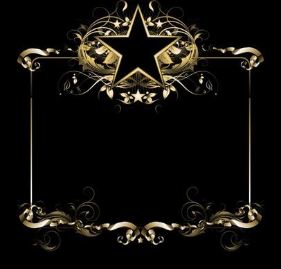 frame template elegant dark modern golden star decor