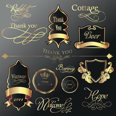 decorative elements templates classic luxury golden black shapes