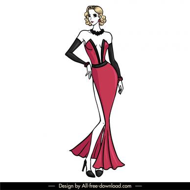 evening dresses design elements elegant cartoon character 