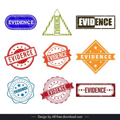 evidence stamp templates collection flat classical geometry shapes