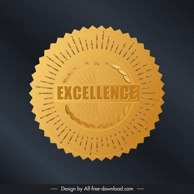 excellence stamp template golden rays stars symmetry