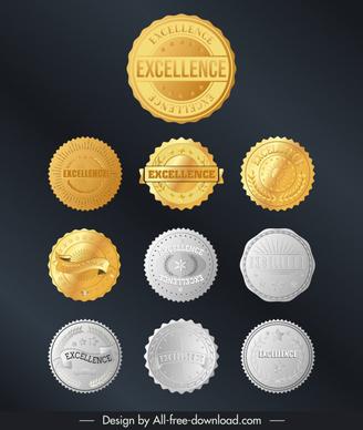 excellence stamp templates collection luxury golden silver shapes