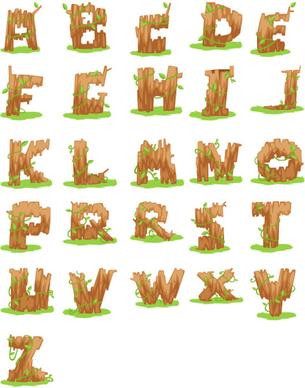 excellent wooden alphabet design vector