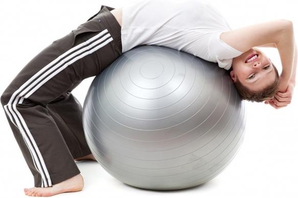 exercising on a gym ball
