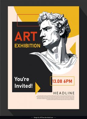exhibition invitation card template classical handdrawn bust 