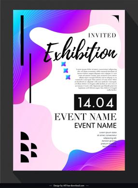 exhibition invitation card template elegant modern curves decor