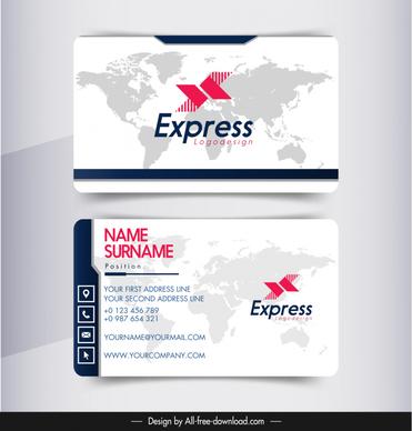 express business card  templates flat world map arrows logotype decor