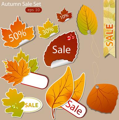 exquisite autumn discounts sticker vector