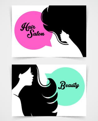 exquisite beauty salon business cards vector