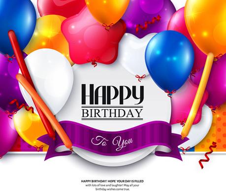 exquisite birthday card with colored balloons vector