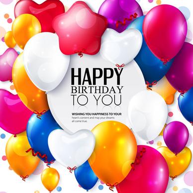 exquisite birthday card with colored balloons vector