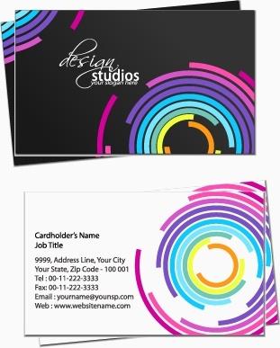 business card template contrast design colorful concentric circles