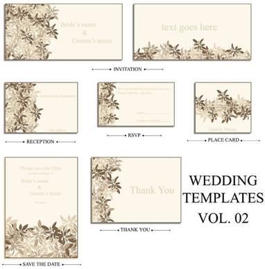 wedding templates classical floral leaves decor