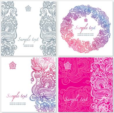 exquisite floral cards elements vector