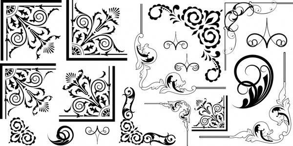 decorative corner templates elegant classical swirled shapes