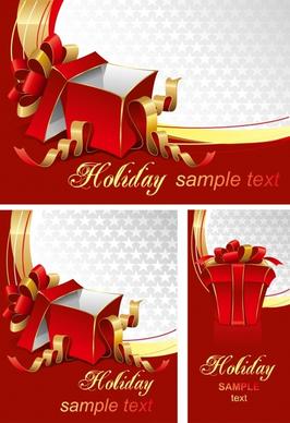 gift card templates 3d box ribbon knot icons decor
