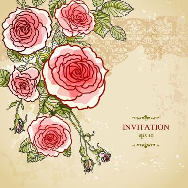 exquisite handpainted floral background 02 vector
