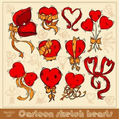 exquisite handpainted red heart 01 vector